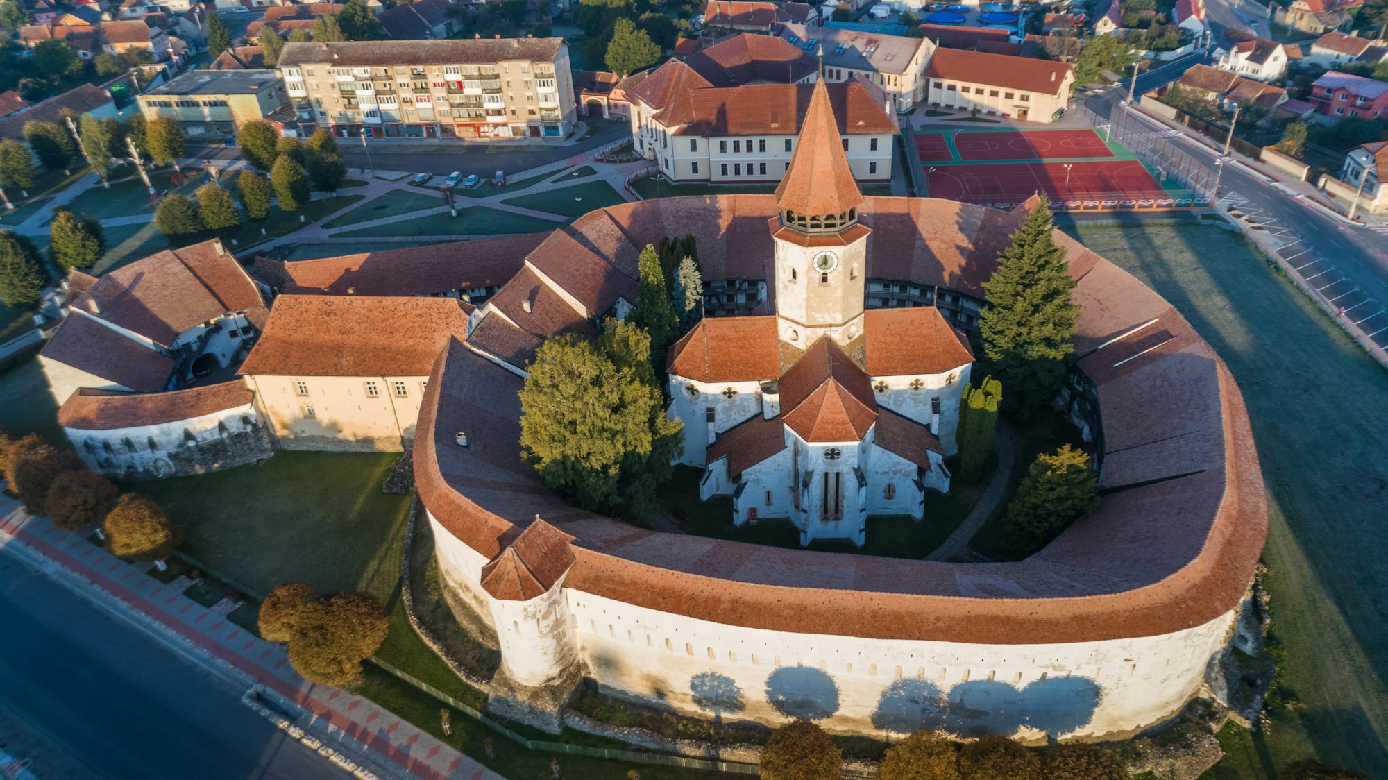 Aerial view of Prejmer fortified Church. Brasov, Romania