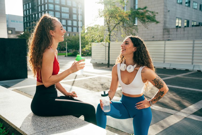 Lgbt couple training together outdoor